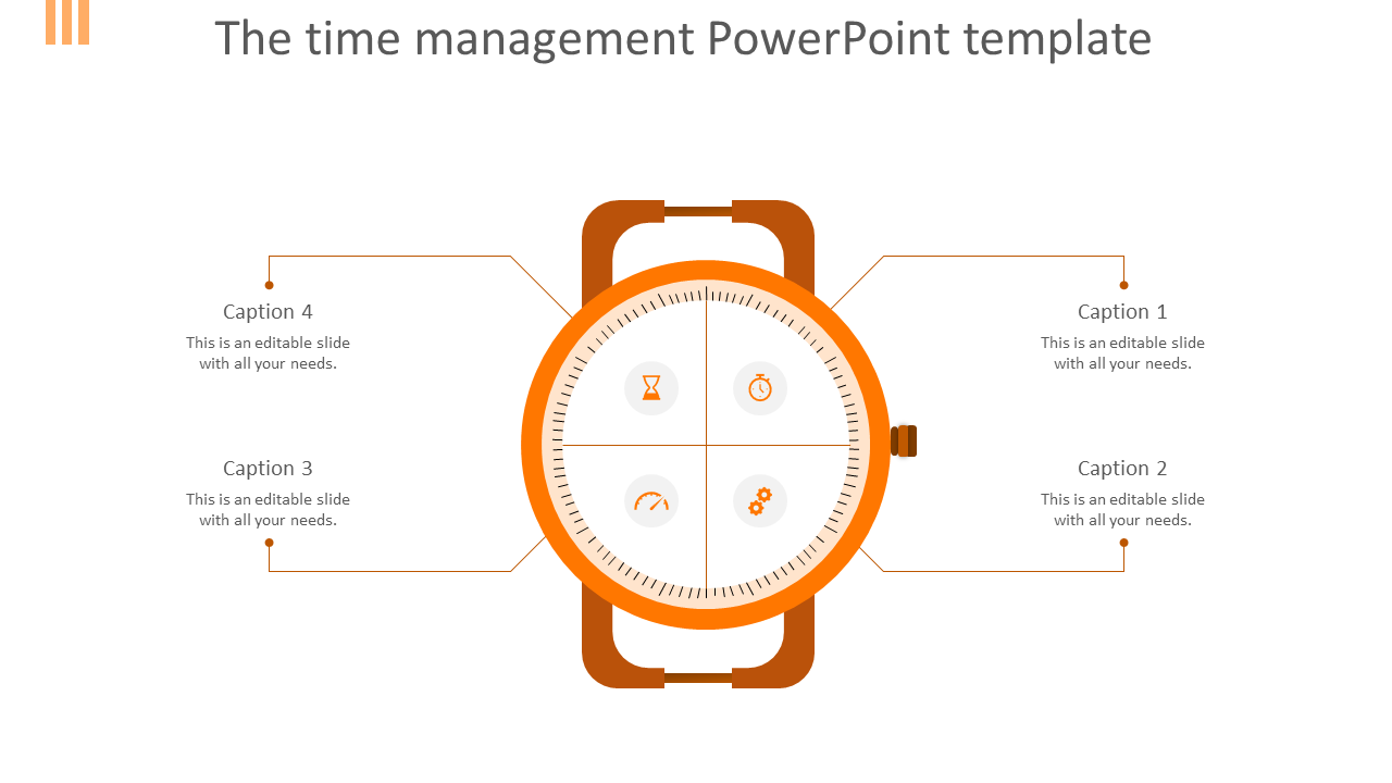 Time management powerpoint template-orange